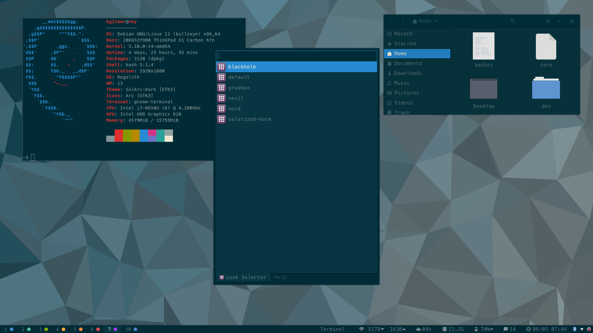 Переключение интерфейса. Окружение рабочего стола Debian. Оконный менеджер вместо окружения рабочего стола. Regolith 2.0. Dipeen de рабочее окружение.